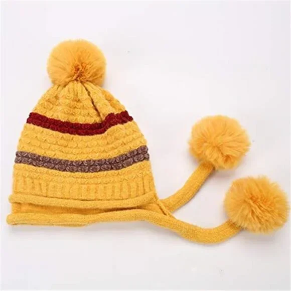 Women's Winter Peruvian Cover Ears Beanie Hat Ear Flaps Sherpa Snow Hat